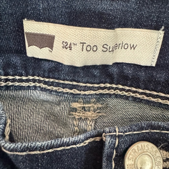 Levi’s 524 too superlow dark denim with white stitching jeans, size 13 - Picture 7 of 7